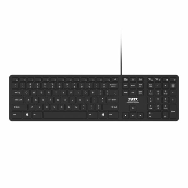 Port Office Executive Low Profile 109key Wired Keyboard - Black